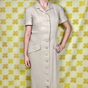 Vintage 90s cream colored button down maxi dress 🌼